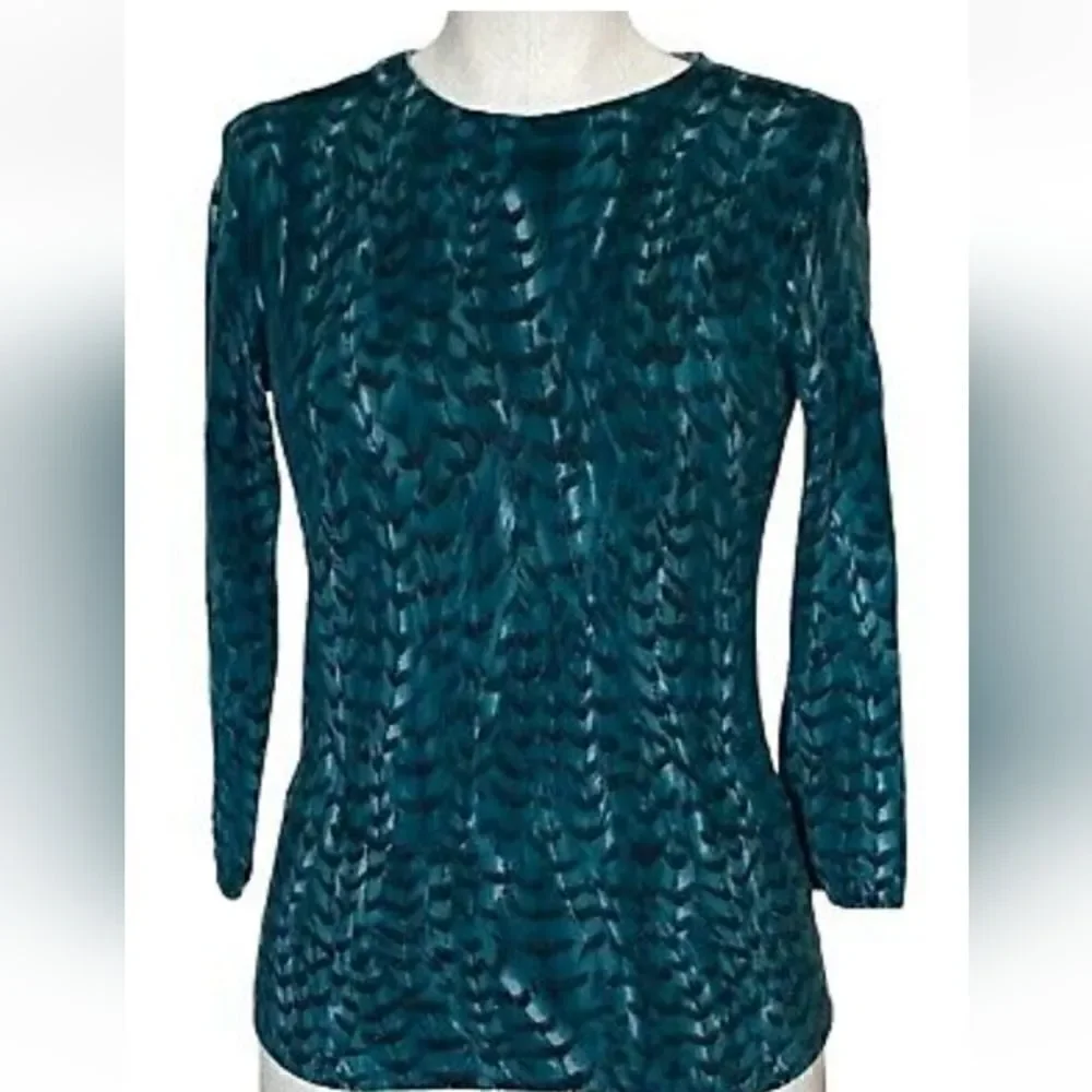 Talbots Pure Cashmere Teal Feather Sweater - Picture 7 of 16